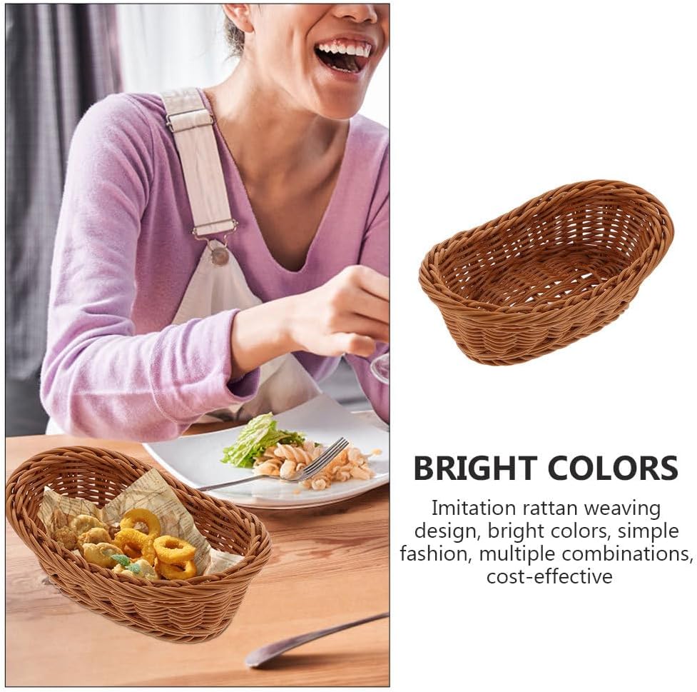 BESTOYARD Braided Basket 7.48 X 5.11 X 2.95 in Fruit Basket Storage for Kitchen Pantry Reusable Food for Snacks Chips Bread Serving and Household Tabletop Use