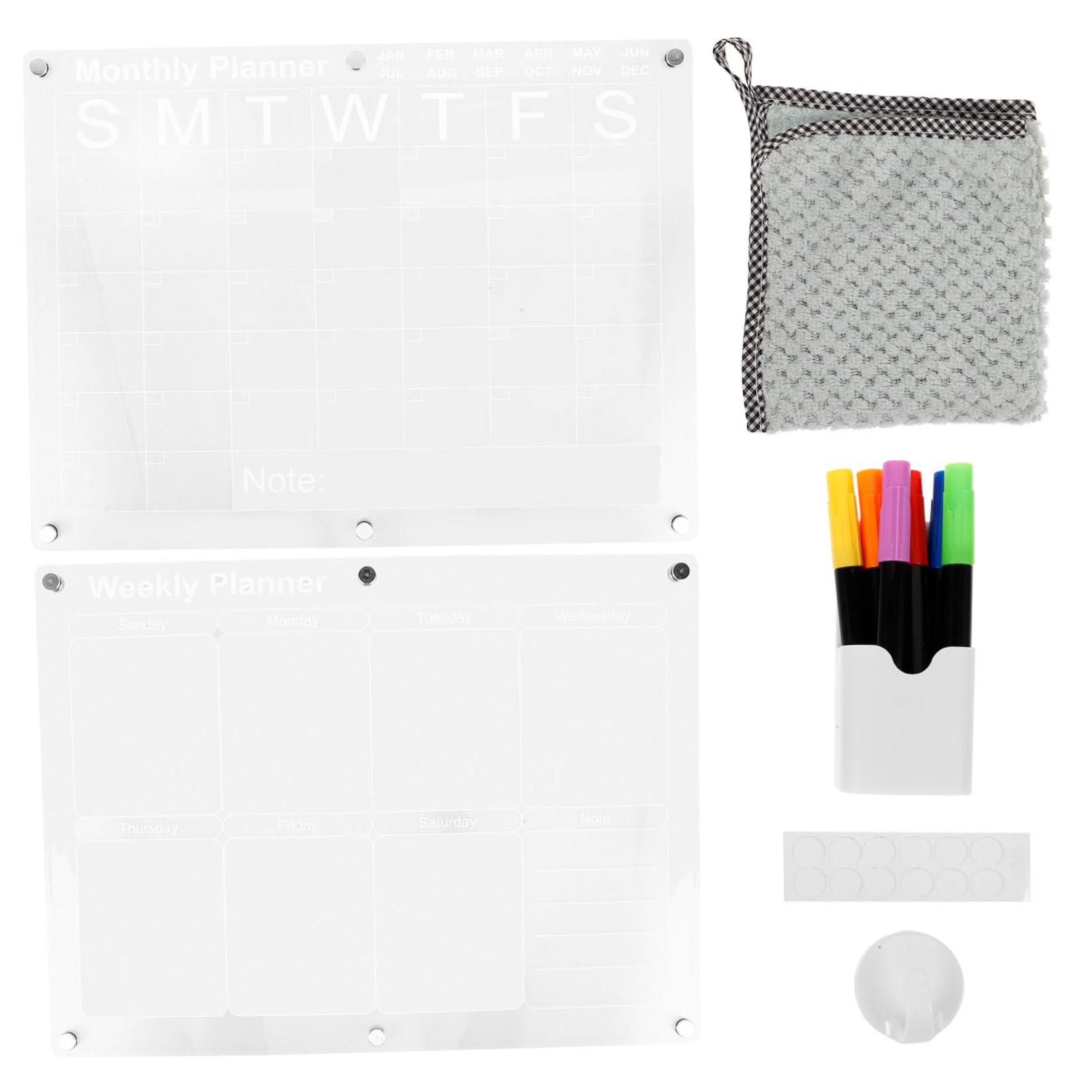 1ensemble Calendrier Acrylique Transparent Pour Frigo Tableau De Planification Effaçable Hebdomadaire Magnétique