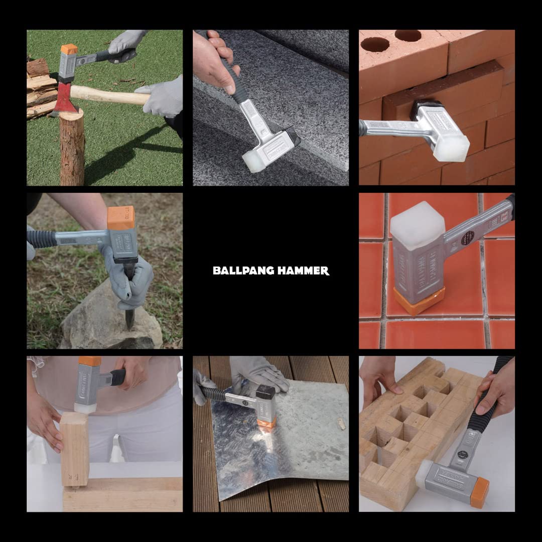 Martillo de bolas todo en uno que se puede cambiar una cabeza y tiene un rodamiento de bolas con una herramienta exclusiva y mango de fibra de vidrio, martillo multiusos