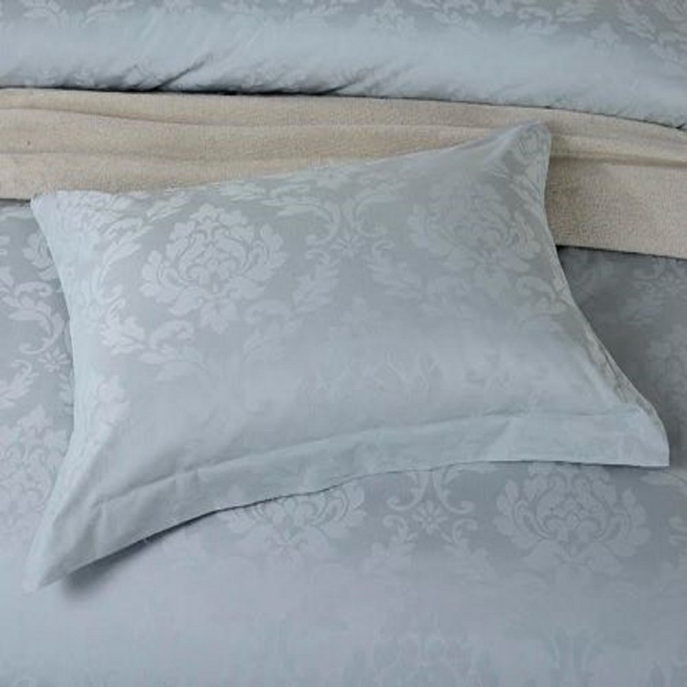 viceroy bedding 100% Egyptian Cotton 500 Thread Count Damask Jacquard Design Pair of Oxford Pillow Cases 50cm x 75cm + 5cm Border (Silver Grey)