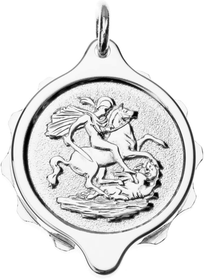 Chrome Plated SOS Talisman Pendant - St. George & Dragon