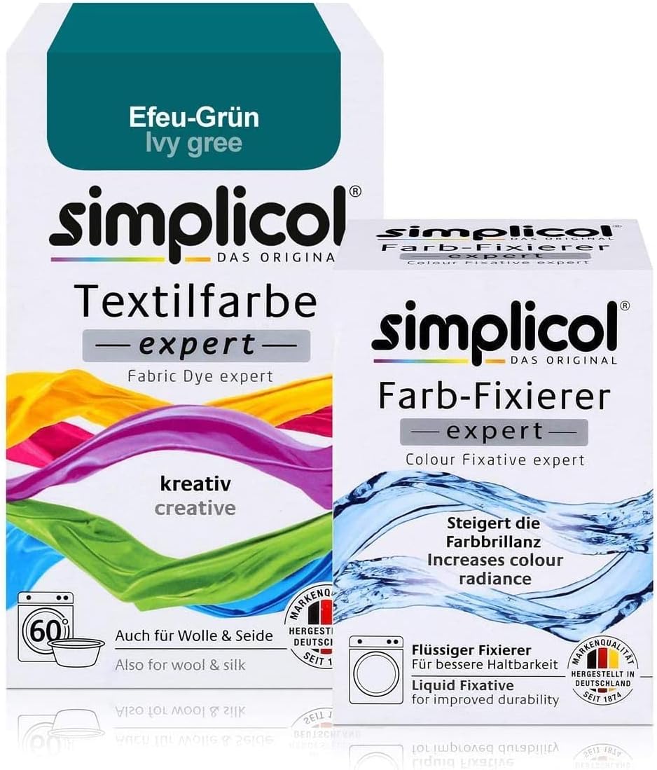 Simplicol Fabric Paint Expert + Colour Fixer Combi Pack Efeu-grün 1713