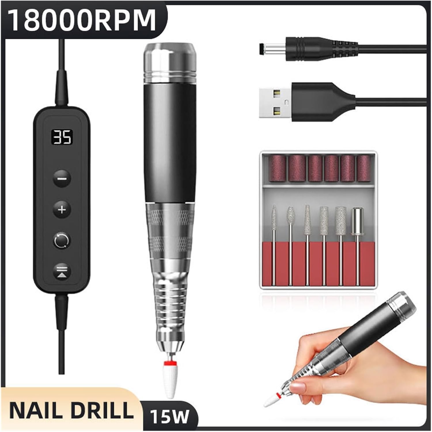 電気ネイルドリルマシン、 電気コードレスネイルドリルマシン、アクリルジェルネイル用ポータブル電気ネイルファイルセット、家庭用サロン使