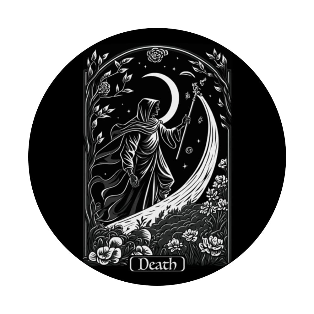 Tarot Card Death Grim Reaper Occult Gothic Witch PopSockets Swappable PopGrip, Black - Image 3