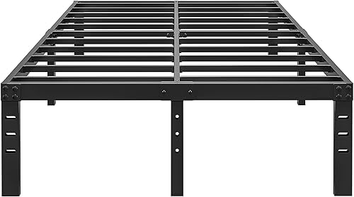 Miniatura 9 de ALDRICH Marco de cama de metal de 12 pulgadas, tamaño Queen, plataforma de listones de acero básico negro doble, marcos de cama resistentes sin