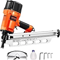 VEVOR 21° Pneumatic Framing Nailer 2-3.5" Nails, 80-120 PSI, Tool-Free Depth & Dual Triggers for Framing, Decking, Flooring
