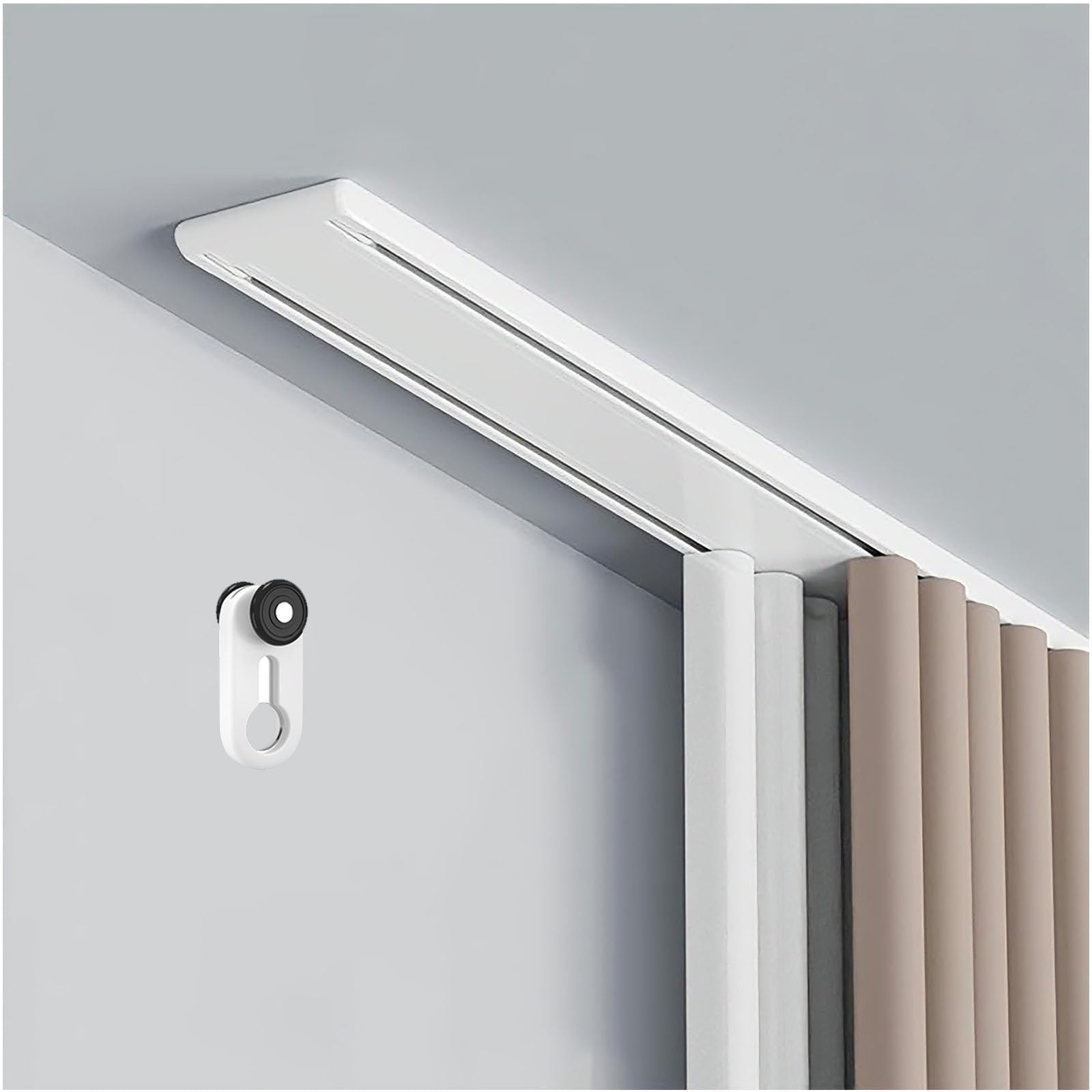 Adjuble Double ain Track System - 2-warstwowy aluminiowy pręt montowany na suficie, 60-680 cm, ciche ślizganie do przesuwnych otworów i przegród pomieszczeń, biały (430 cm)