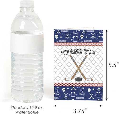Miniatura 2 de Big Dot of Happiness Shoots and Scores - Hockey - Tarjetas de agradecimiento para baby shower o fiesta de cumpleaños (8 unidades)