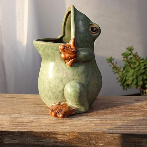 Miniatura 2 de YOURNELO Creative Frog Ceramics - Macetas para suculentas (tamaño grande)