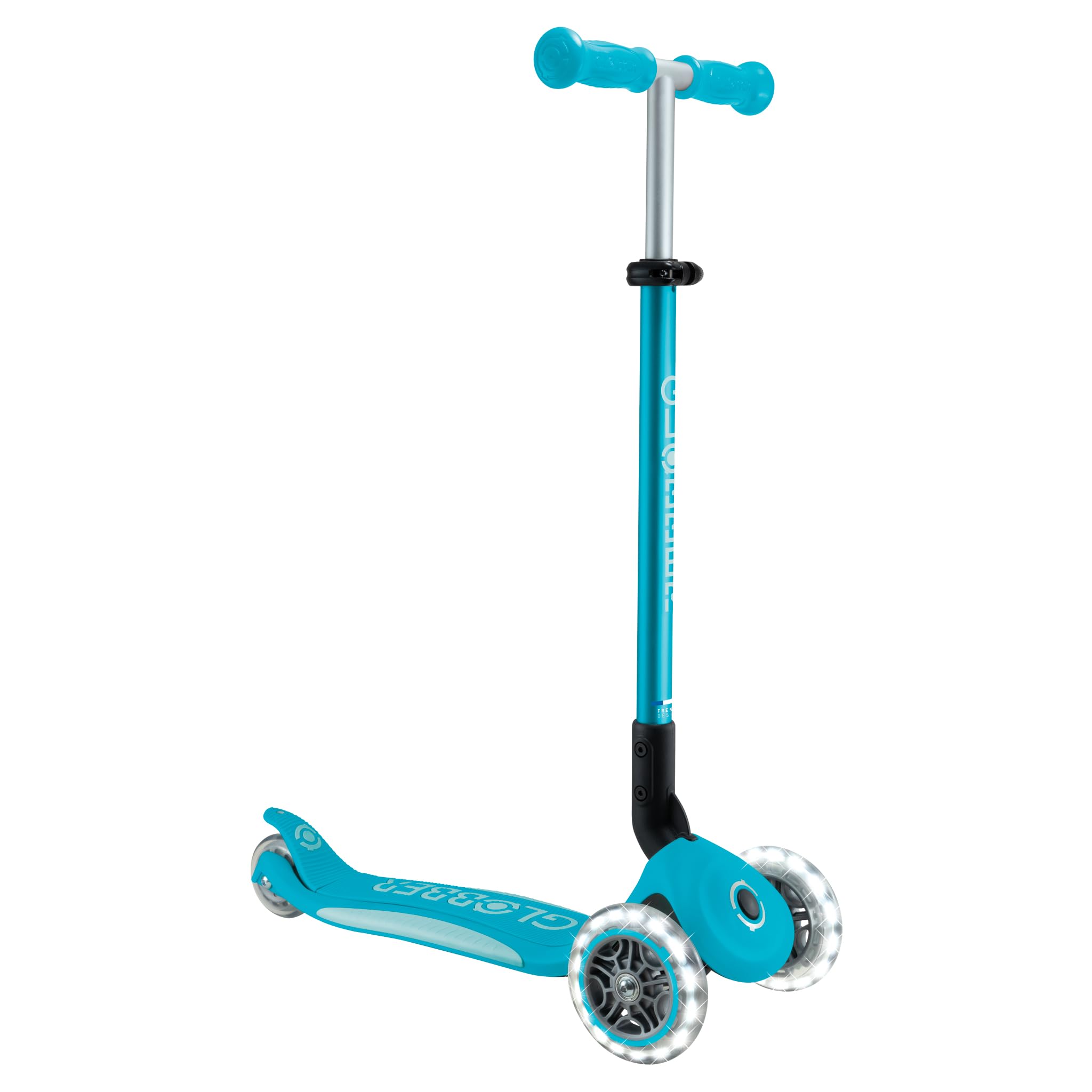 Globber Elite Deluxe 3 Tekerlekli Katlanabilir Işıklı Mavi Scooter