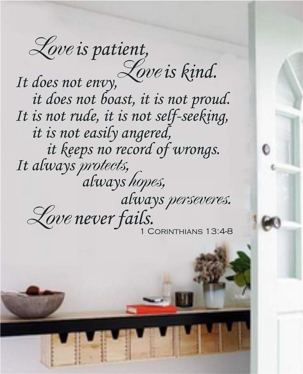 Newsee Decals Enchantingly Elegant Love is Patient Love is Kind Vinyl Decal Wall Sticker Words Lettering Christian Bible Verse Religious D?¡ì|cor 23x21