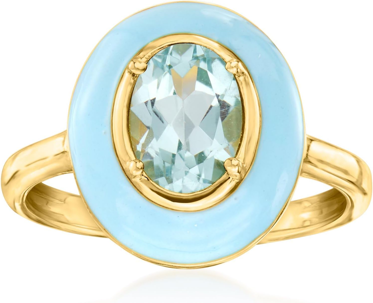 Ross-Simons 1.40 Carat Sky Blue Topaz Ring With Pastel Blue Enamel in 18kt Gold Over Sterling