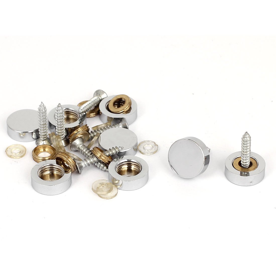Aexit 16mm Dia quality Parts Advertising Glass Tea Table Decorative Metal Mirror Screw Nails 8Pcs Model:64as239qo381