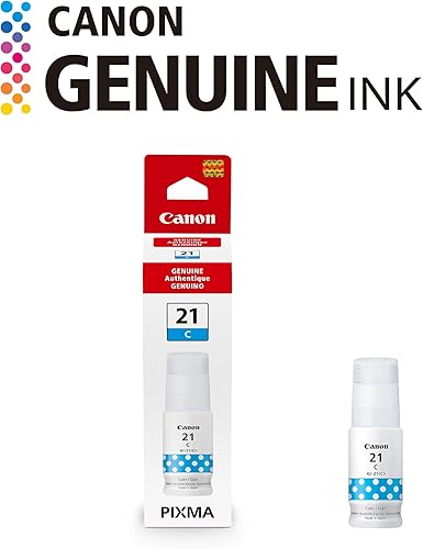 Miniatura 2 de Botella de tinta Canon GI-21 cian genuina, compatible con impresoras Megatank G1220, G2260, G3260, G1230, G2270, G3270, G4270, G3290 y G4280
