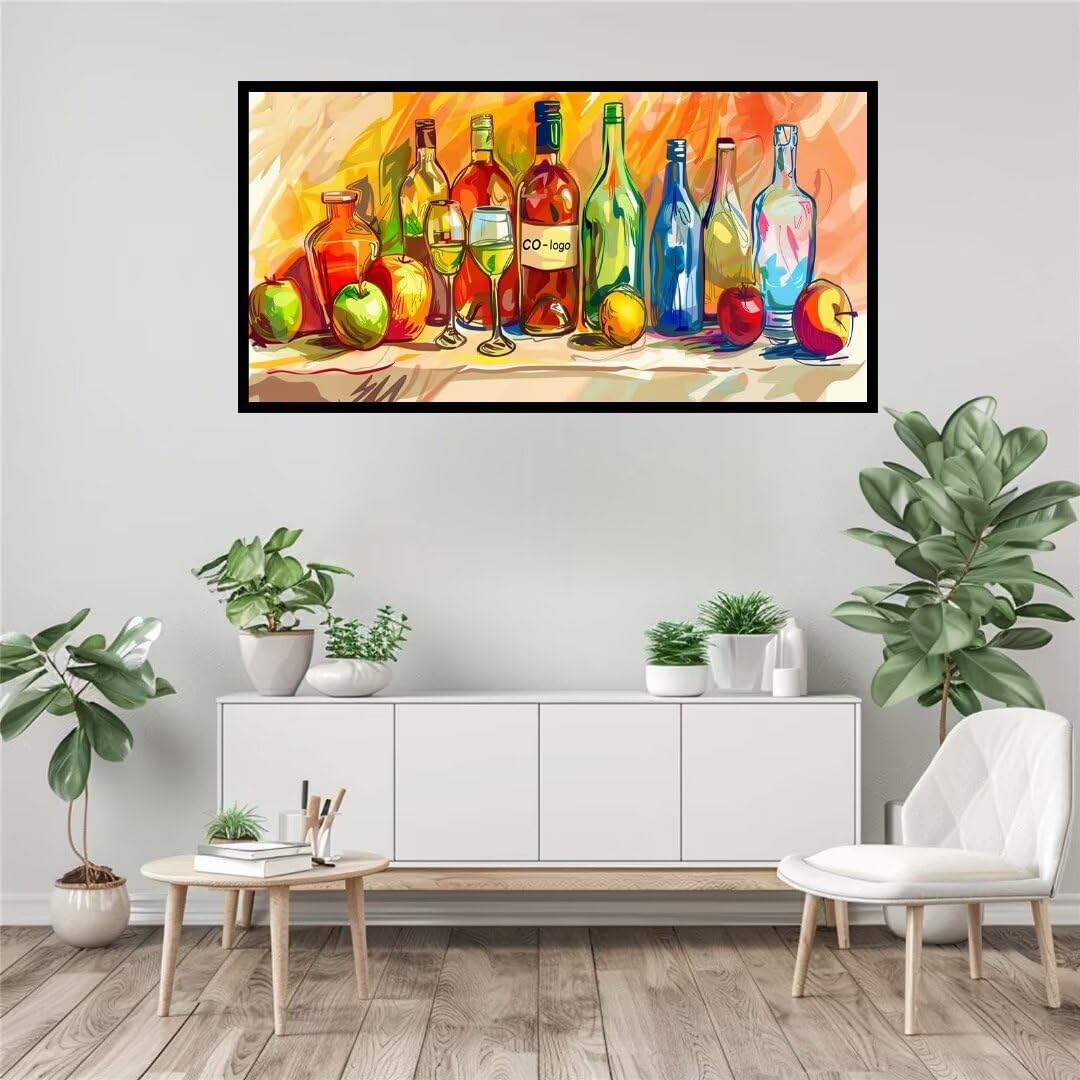Malen Nach Zahlen Erwachsene Kit, Malen Nach Zahlen Kritzelei Flasche Anfänger DIY Paint by Numbers mit Pinseln und Acrylfarben, DIY Handgemalt Ölgemälde Set für Home Wall Deco (Ohne Rahmen) 50x150cm