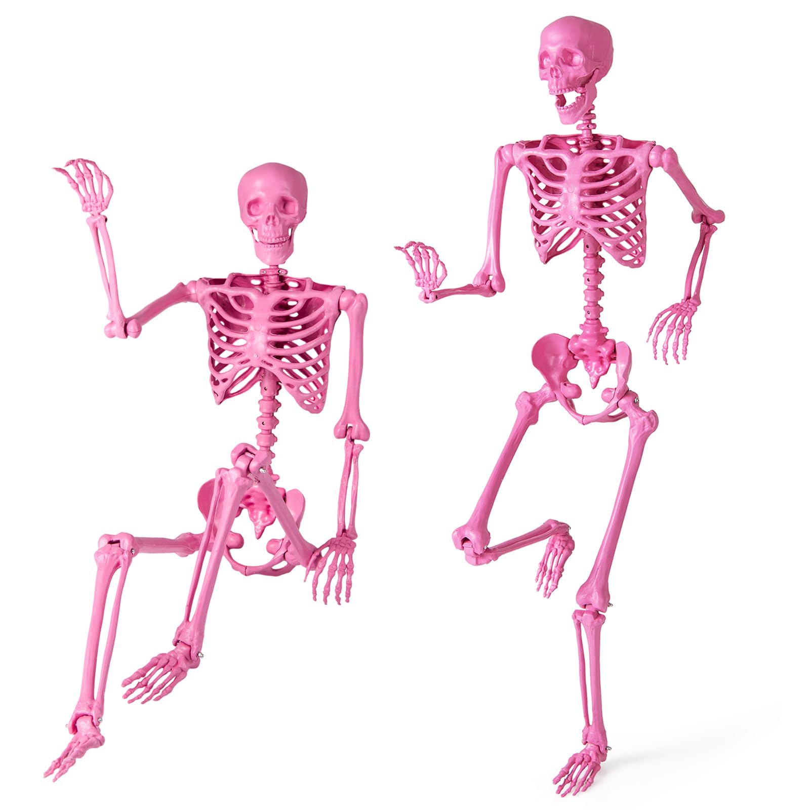 TANGZON 5.2 FT Halloween Life-Size Posable Pink Skeleton Decoratio