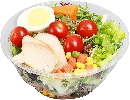 Thermo Tek - Ensaladeras desechables de 32 onzas, 50 cuencos redondos para delicatessen, evita grietas y fugas, cuencos sostenibles de plástico