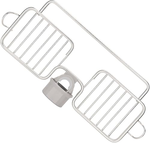 Miniatura 7 de Estante de almacenamiento para grifo, organizador de aluminio, plástico, dos contenedores con barra de toalla para esponja trapo, cocina, baño, plata