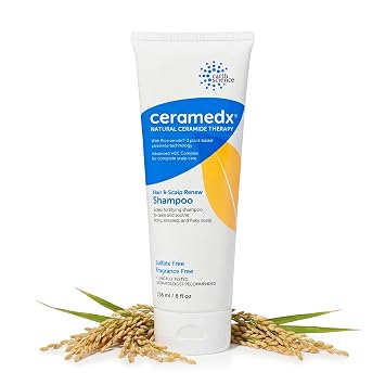 شامبو Ceramedx Hair & Scalp Renew بتقنية Riceramide-3 النباتية، ترطيب عميق للشعر الجاف وفروة الرأس | نباتي، خالٍ من القسوة، خالٍ من العطور | 8 أونصة