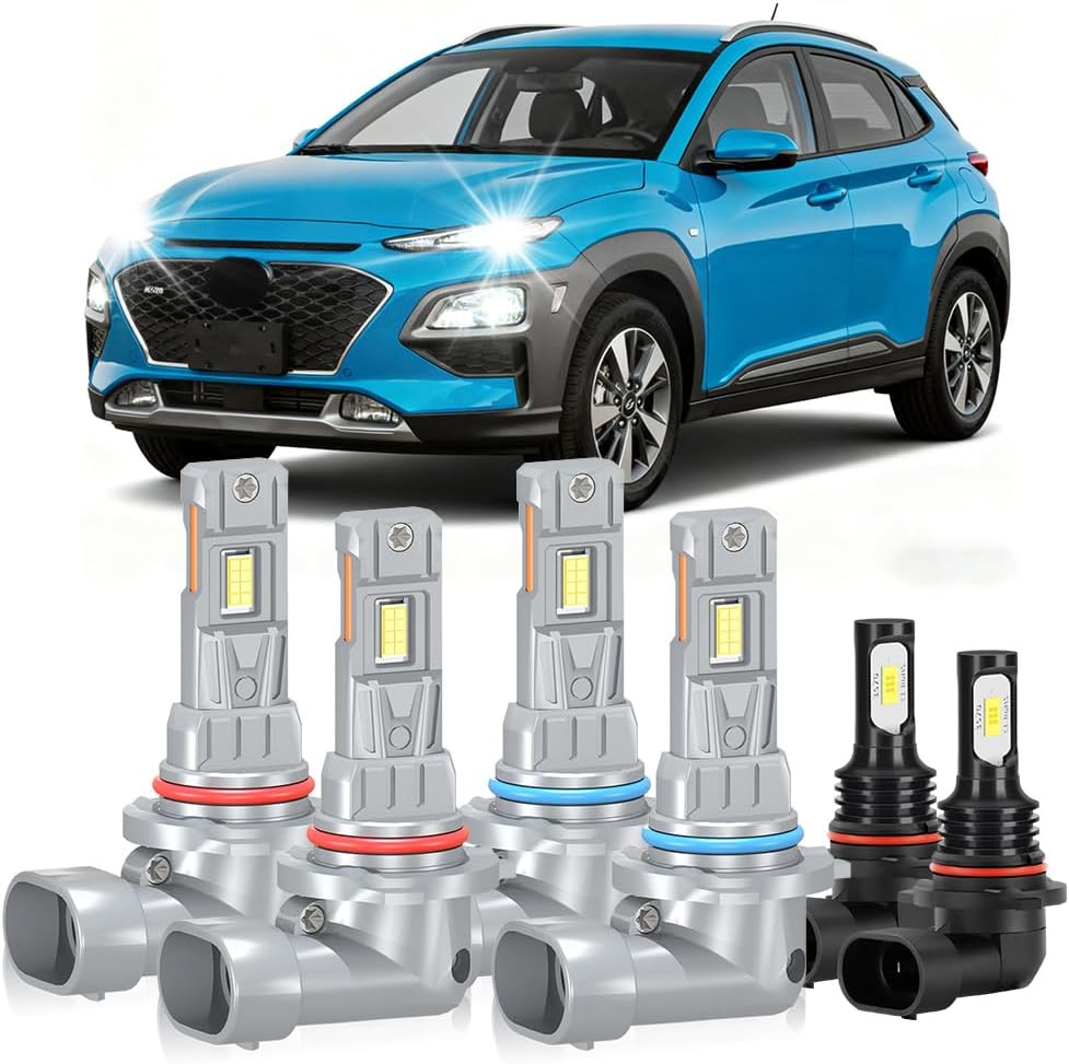 For Hyundai Accent 2018 2019 2020 2021 2022 Lights Bulbs, 20000LM 800% Brightness High Low Beam + Fog Lights Bulbs Combo, 6000K White, Plug And Play, Pack of 6