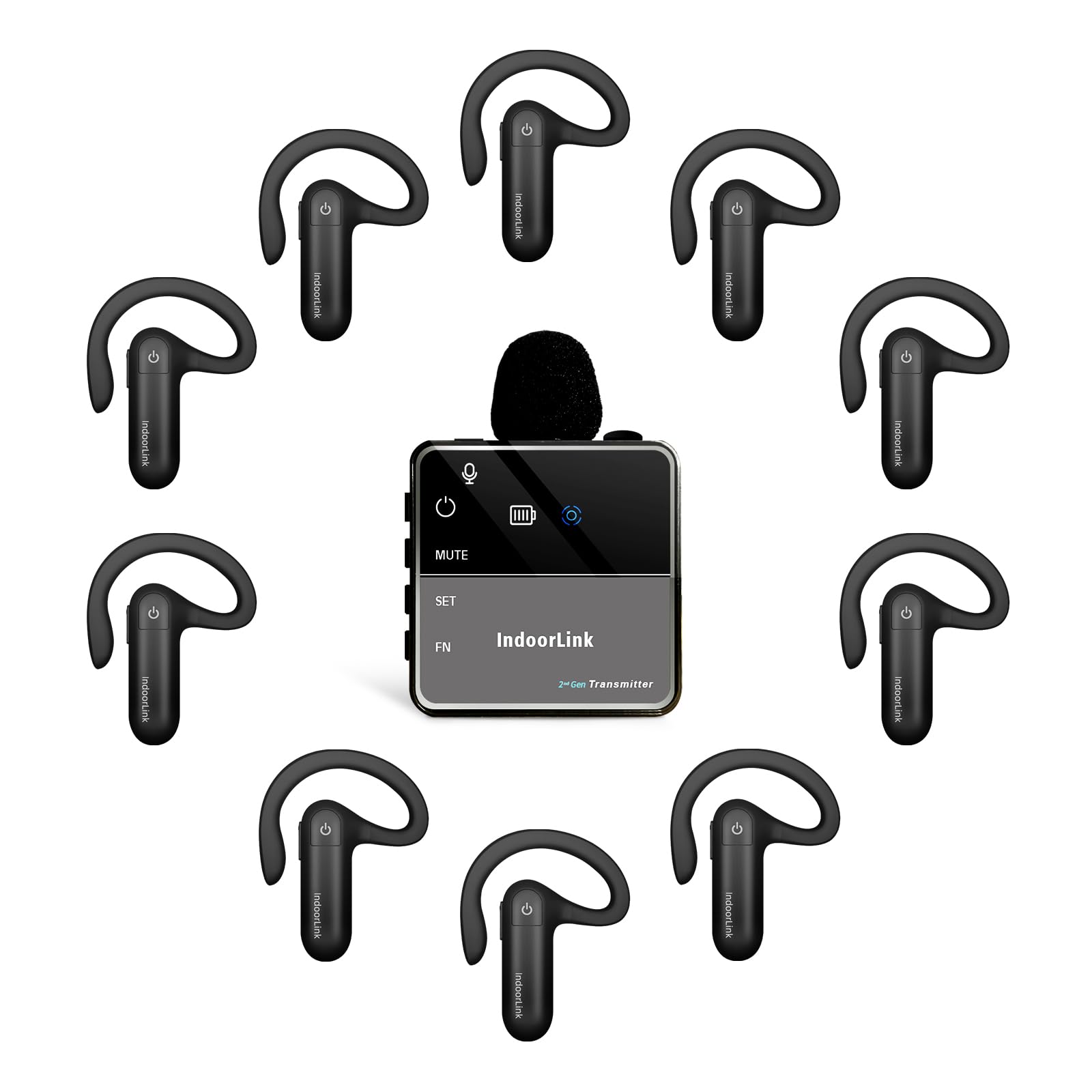 IndoorLink Lavalier Wireless Tour Guide System, Tour Guide Audio System, Noise Reduction, Whisper Wireless Tour Guide Headsets Set for Churches,