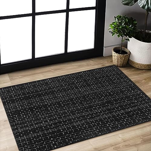 Tapete Boho de Algodón, 2x3 pies, Negro miniatura 2