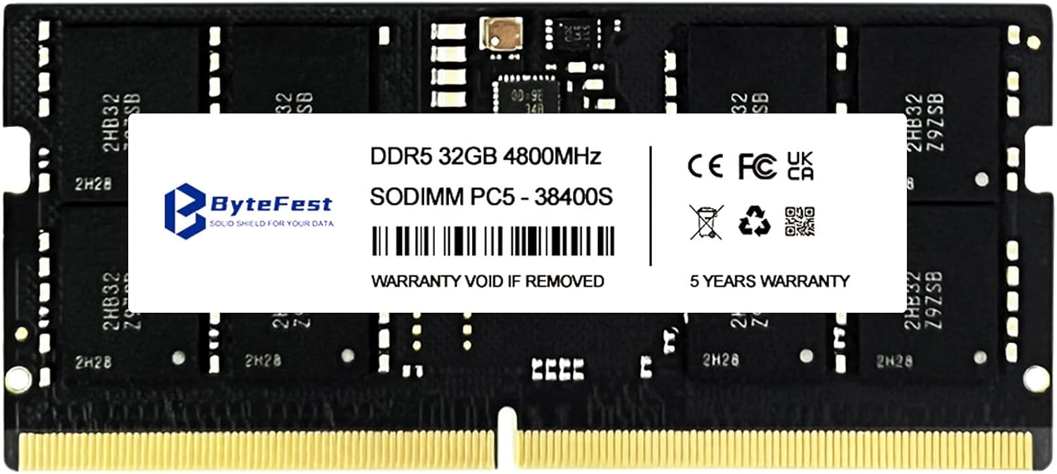 DDR5 RAM 32GB 4800MHz PC5-38400 CL40 1.1V SODIMM 262-Pin Laptop/Notebook RAM Memory Modules