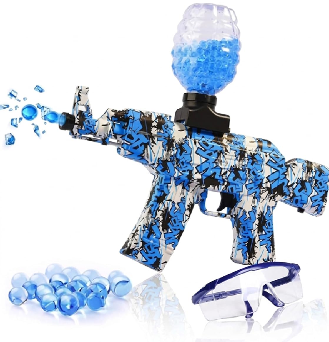 Gel Ball Blaster Fast Auto Blaster Electric with 31k Ammo for Adults Blue (Blue Camouflage) 14+ | Eyewear | Rechargeable | Garden | Outdoor Games Activities