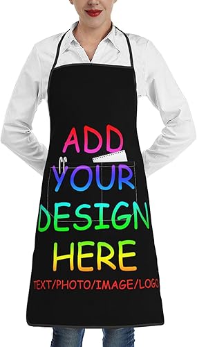 Miniatura 10 de ESETASOT Delantales personalizados para mujeres y hombres, delantal personalizado con bolsillos, imagen, texto, logotipo, delantales de cocina