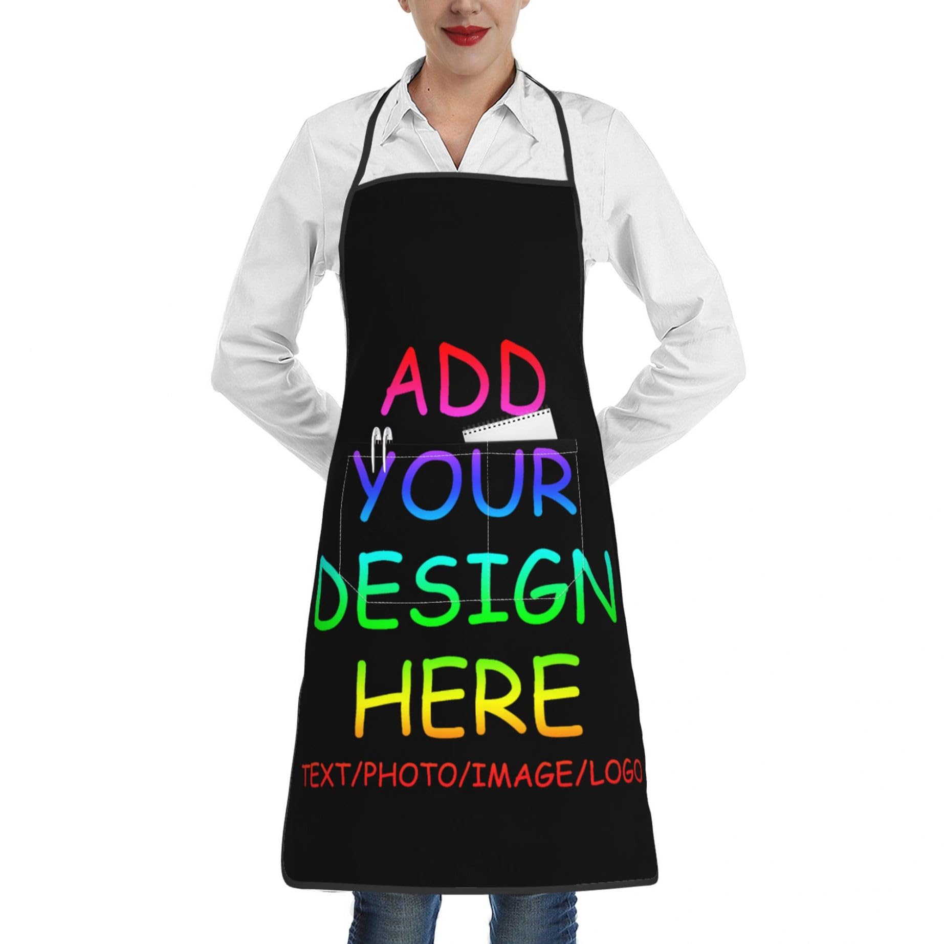 GQWJKSZ Personalized Aprons For Women Men Custom Kitchen Cooking Apron With Pockets Customized Name Logo Image Grill Chef Apron Gifts