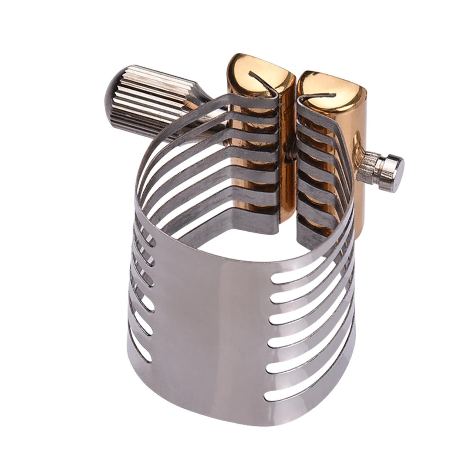Ligatura Per Bocchino Sassofono Tenore In Metallo | 2 Pezzi Oro | Diametro Interno 25-28 Mm | Regolabile E Universale