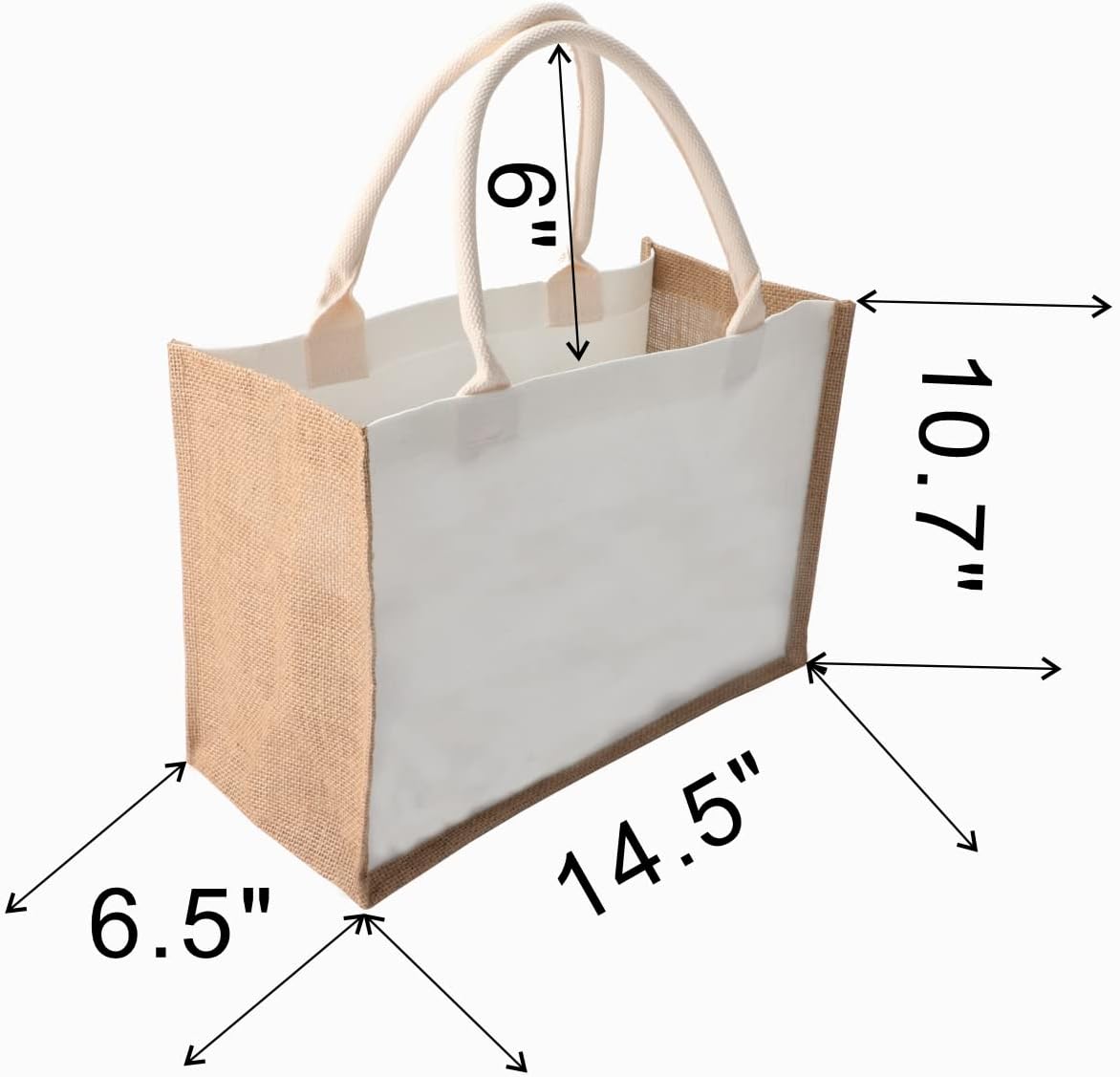 Jute Beach Tote Bags,MEIANJUN Bridesmaid Tote Bags retro tote Bag, country chic Arts and Crafts 14.5*10.7*6.5[pcs12]Jute Bags with Handle Resuabale Grocery Bag for Travel,DIY,Shopping,Beach,Wedding - Image 3