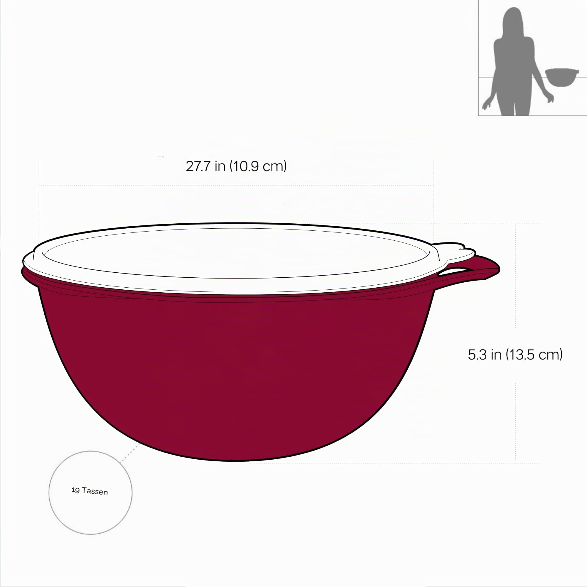 Tupperware Brand Thatsa Mittelgroße Vorbereitungs und Aufbewahrungsschüssel, 4,5 l (19 Tassen) – spülmaschinenfest und BPAfrei – luftdichter, auslaufsicherer Lebensmittelbehälter mit Deckel –