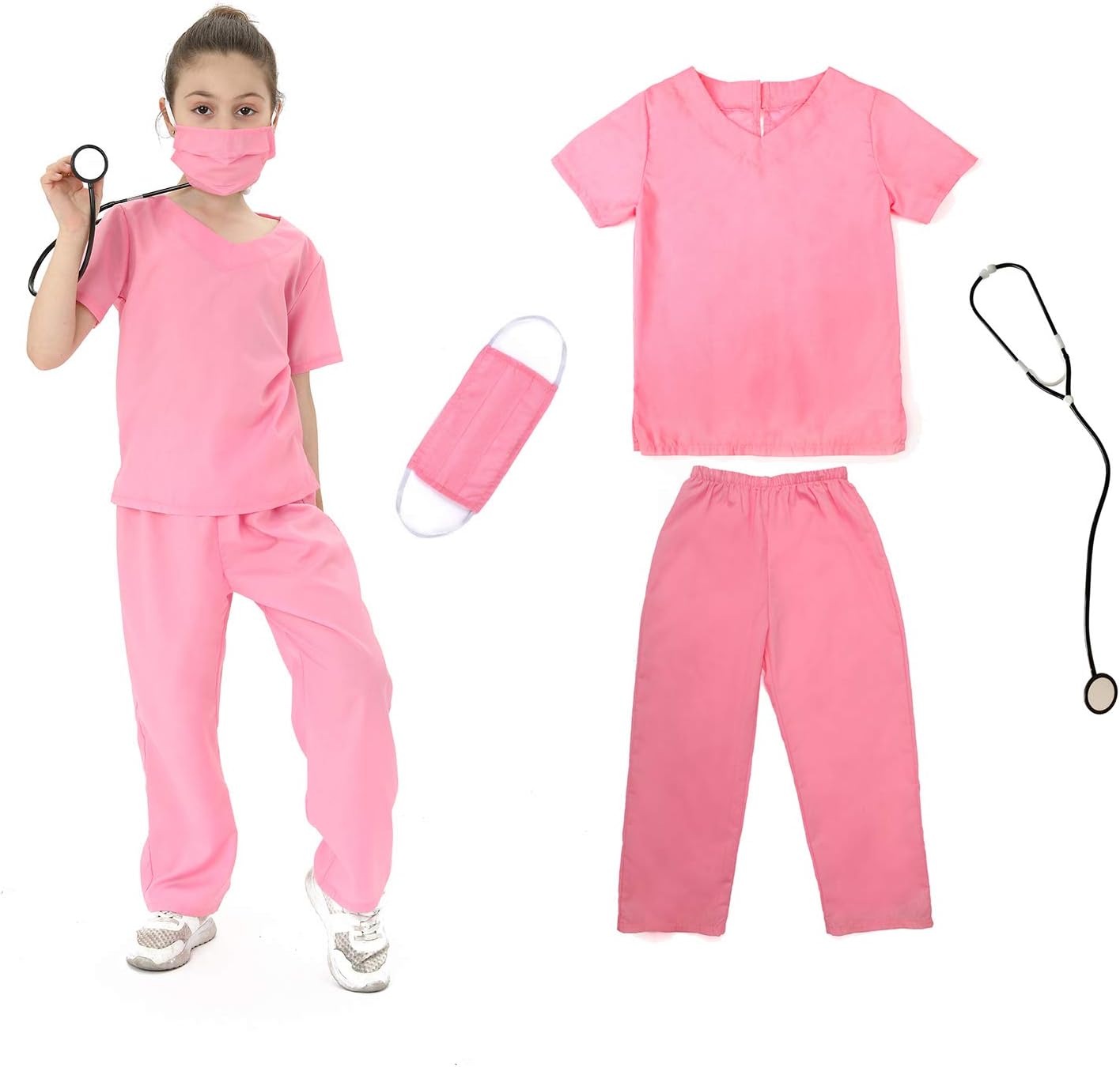Lingway Toys Kids Doctor Role Play Dress Up Set - Scrubs for Boys and Girls 3-8 Years