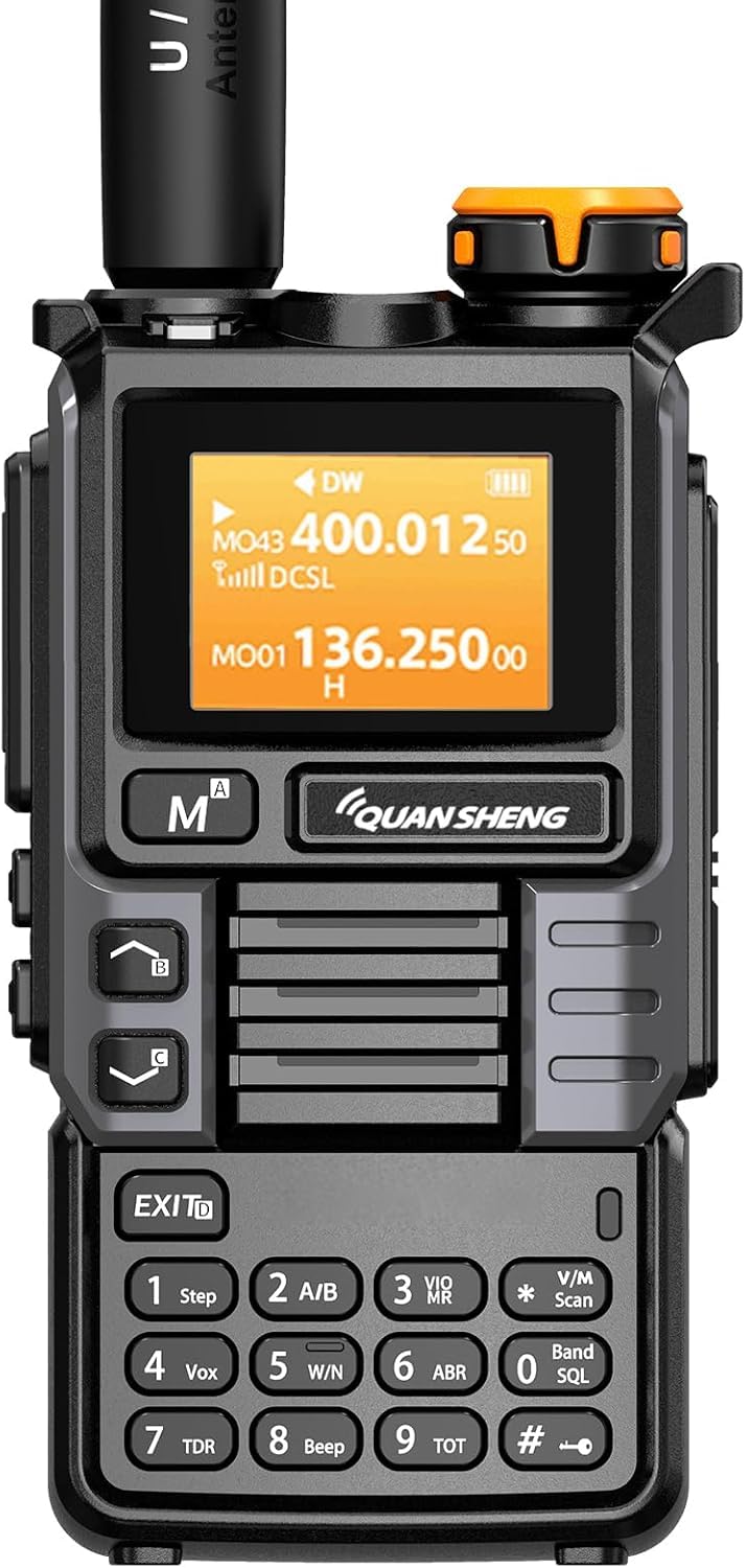Quansheng UVK5(99) Talkie-Walkie AM/FM/DTMF 200CH 20-1000MHz NOAA Prévisions Météo avec Copie Flash Fréquence Type-C Écran LCD pour Randonnée Camping Voyage Radio Bidirectionnelle (Grey)