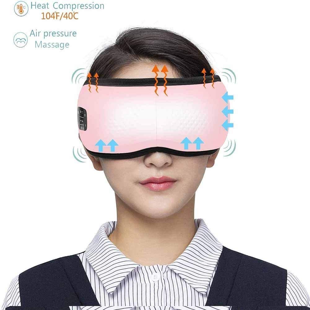 Masajeador de ojos con calor, vibración portátil Recargable Eye Therapy Massager Electric Bluetooth Massage Masaje de música para aliviar cepa de ojos Círculos Oscuros Bolsos Ojos Ojo MEJOR MEJ