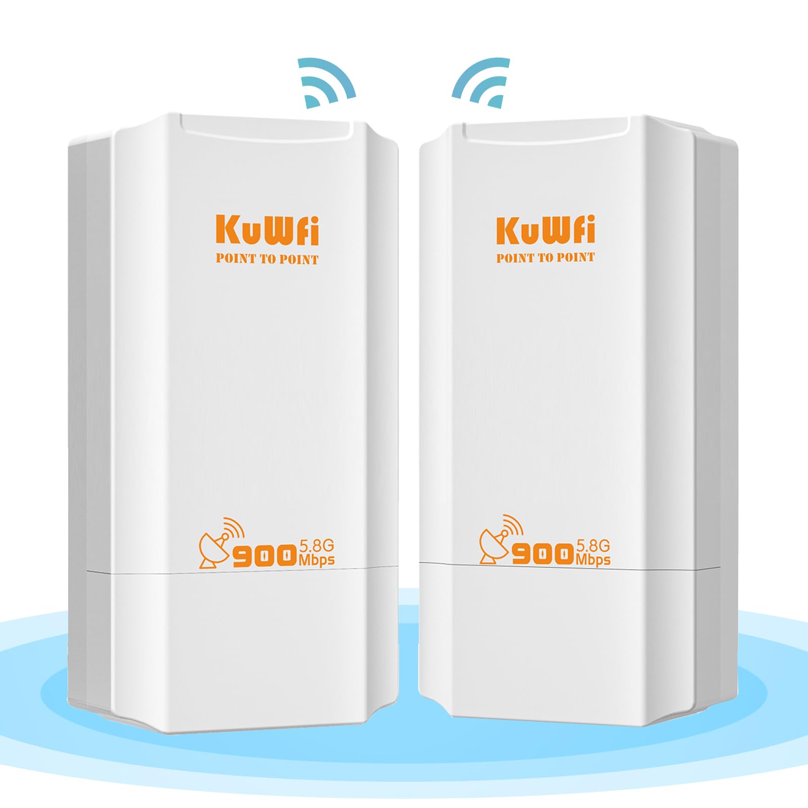 KuWFi Pont sans Fil Externe, 5,8 G sans Fil Bridge 900 Mmbps, 12 dBi antenne WiFi Longue Distance avec écran LED, Solution de Transmission 2 KM, accès Point WiFi pour caméra