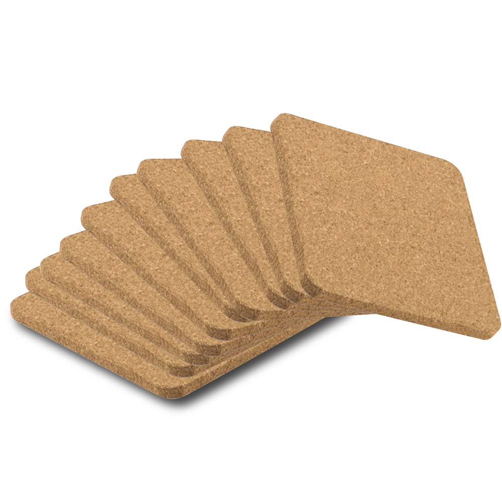 eBuyGB Square Cork Coaster 10 cm Heat Stain Protect Suitable to Engrave Coffee Tea Cup