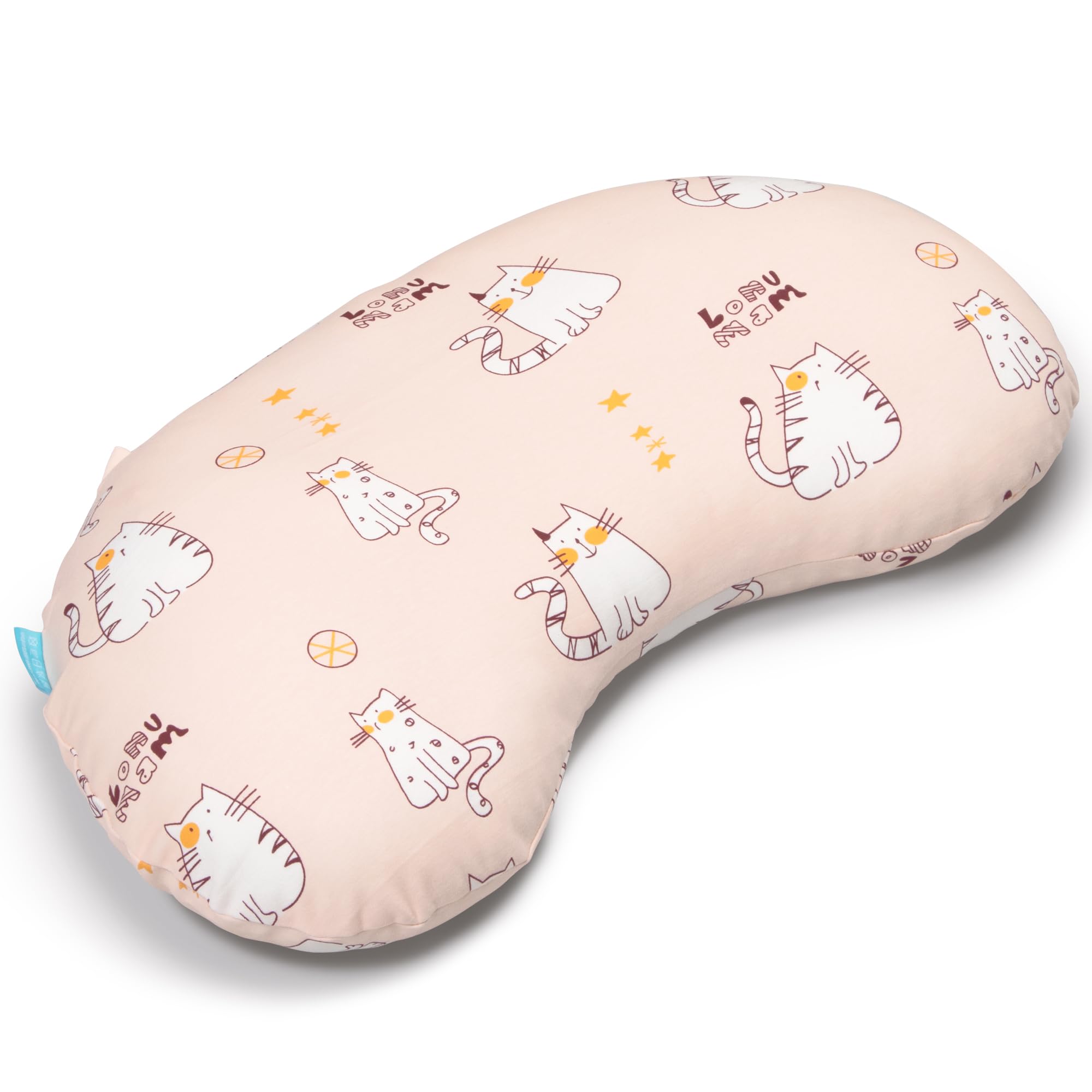 BYRIVER Kids Bed Pillow with Pillowcase for Home and Daycare, Playful Pink Kitten Child's Pillow for Sleeping