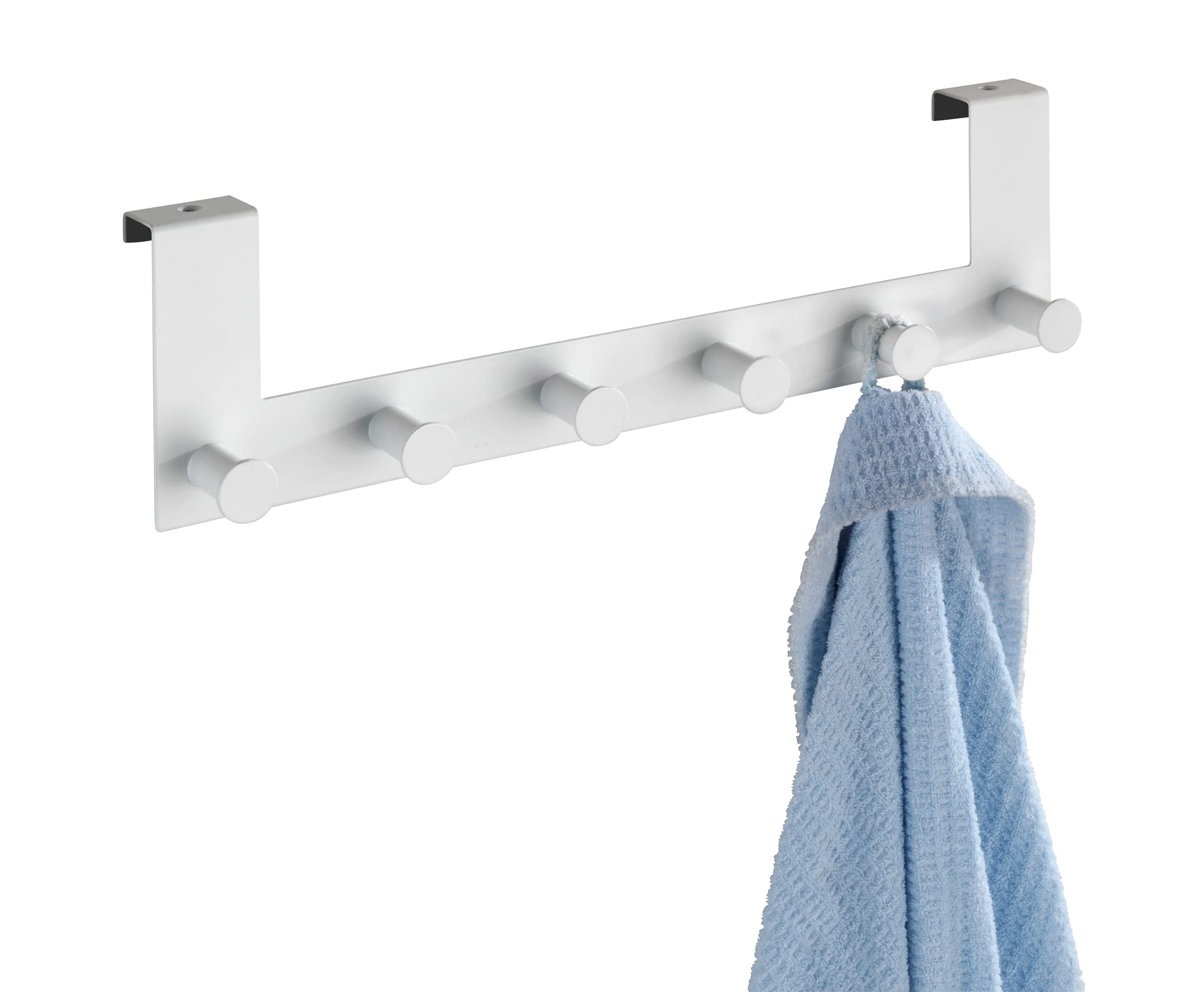 Wenko Celano Appendiabiti con 6 ganci per porte fino a 2 cm acciaio Bianco 39 x 11 x 7,5 cm