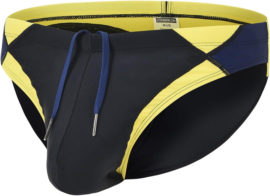 Mens Swim Briefs with Bulge Enhancing Pouch Bikini Sexy Tight Swimwear with Drawstring 1 to 3 Pack - Image 6