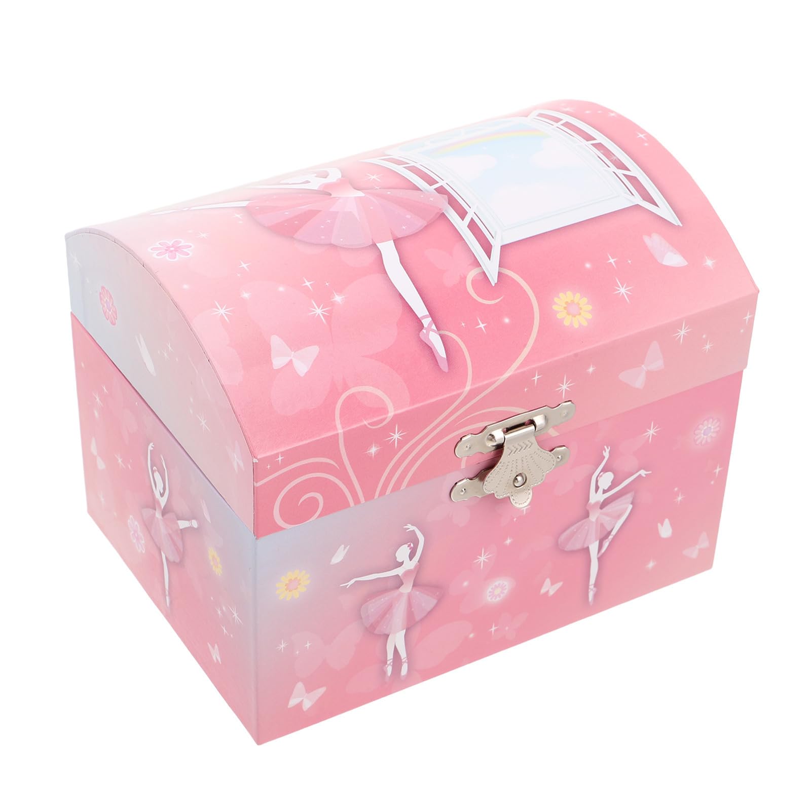 Caja de Música Joyero Niña con Bailarina Giratoria y Espejo, Organizador Espacioso de Madera y Metal, Recuerdos de Graduación Adecuado para Decoración de Mesa y Cumpleaños