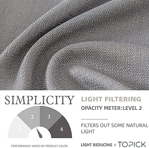 TOPICK Grey Kitchen Curtains Semi Sheer 24 Inch Drop Short Curtains for Small Window Weave Cafe Curtains Country Style Light Filtering Rustic Half Curtains 2 Panels for Sink Laundry Room Basement