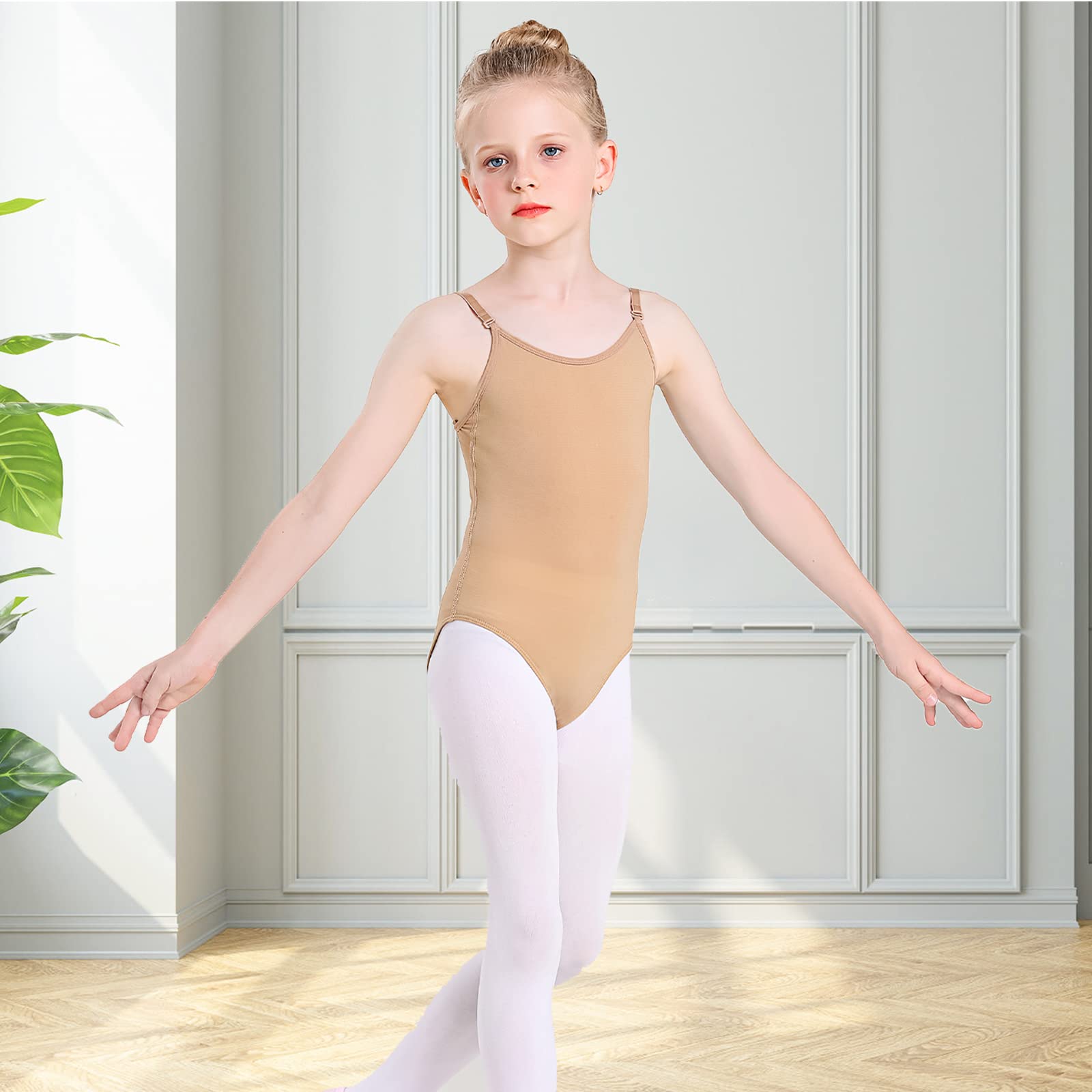Body Danza Bambina Nude Body Ginnastica Ritmica Intimo Senza Cuciture con Spalline Regolabili Body per Bambina Donna