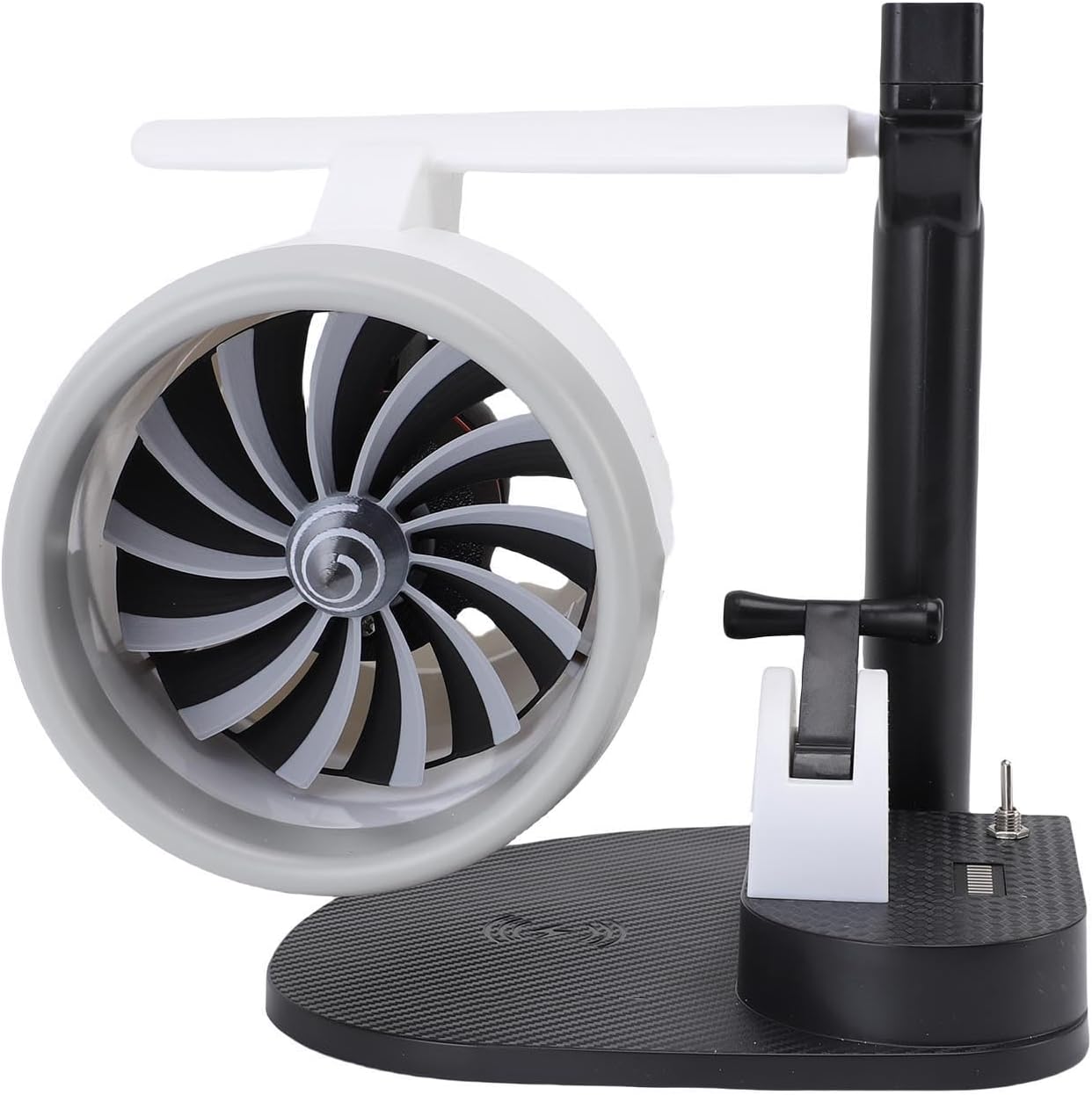 Desktop Turbine Fan Adjustable Speed 4000rpm 1.9a Input, 15w Wireless Charging Small Humidifier Ultrasonic Atomization Function with Bright Tail Light for Home Office Desk (Red Light)