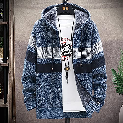 Ymosrh Flannel Jackets for Men Men's Fall and Winter Casual Sweater Jacket Warm Knit Sweater Hooded Hoodie Jackets2