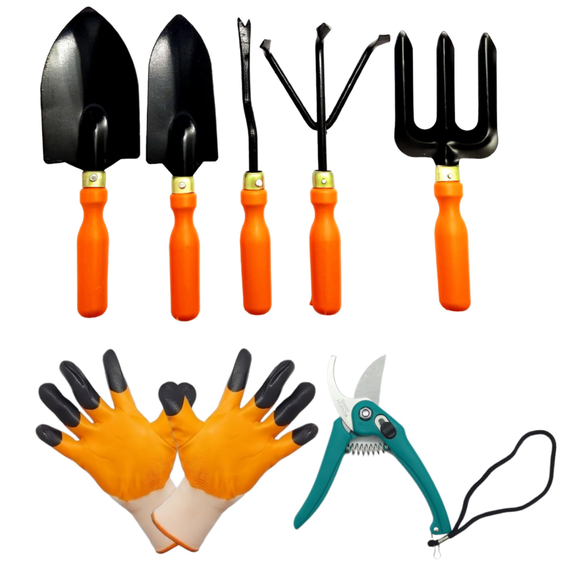 BRIGHT Enterprises Garden Tools Set - Combo of 7 pcs (Hand Cultivator, 2 Trowels, Weeder, Fork, Gloves, Cutter) | Heavy Duty Gardening Tools For Home Garden| Garden Tools Kit | Premium Garden Tool Set (B0D5R2Z3B9) Amazon Price History, Amazon Price Tracker