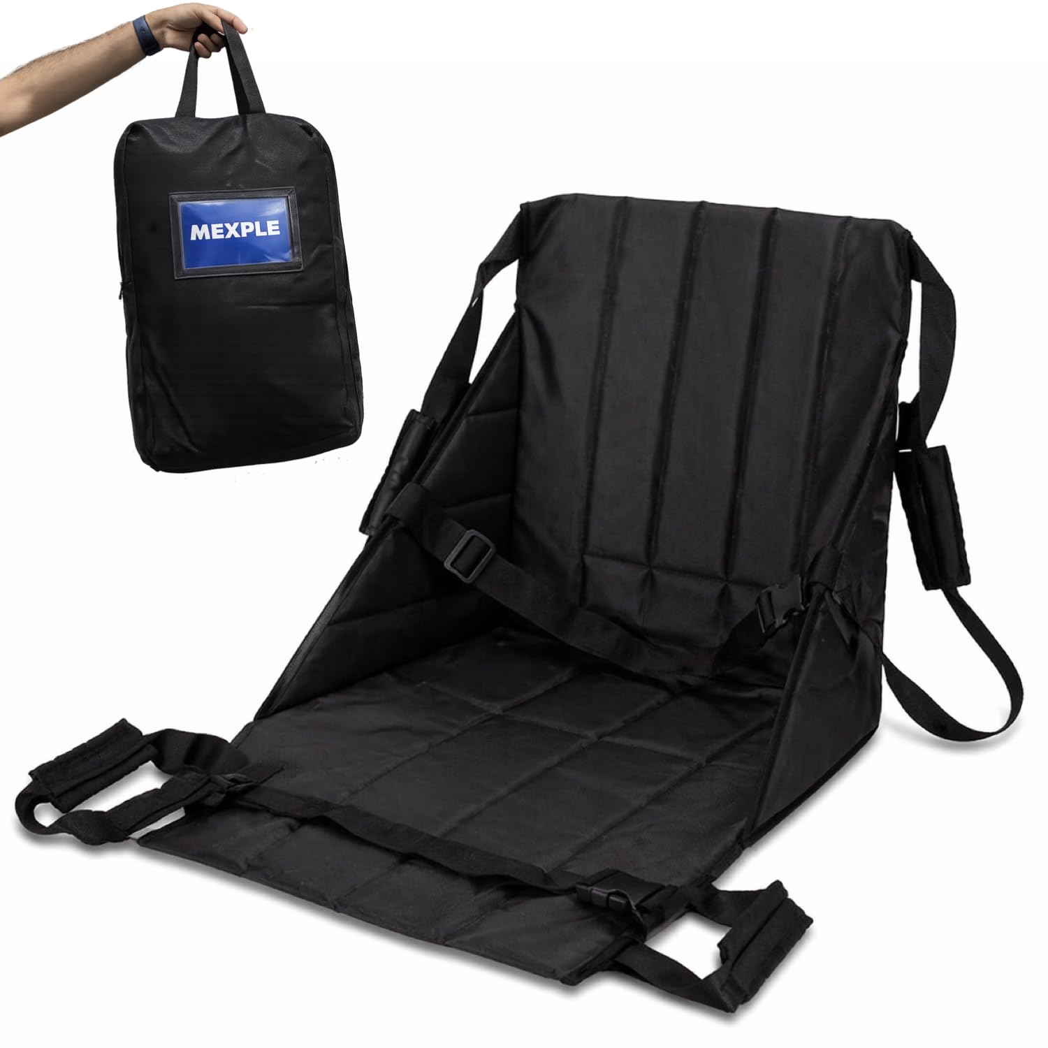 MEXPLE Rehabilitation Patient Lift Transfer Sling for Elderly Disabled | Bed to Wheelchair Transfer Pad | Belt with Safety Harness | Mobility Aid | 130kg Load Capacity - Black-image-30