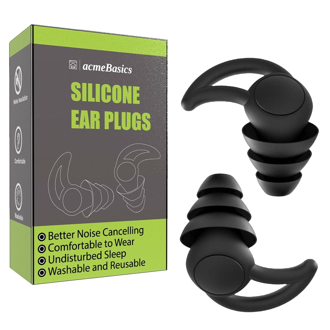 Acme BasicsSilicone Ear Plugs for Sleeping Noise Cancelling . Reusable, Swimming and Noise Reduction – Silicone Ear Buds with Storage Case, Washable, Helps Hearing Protection, Snoring, Travel
