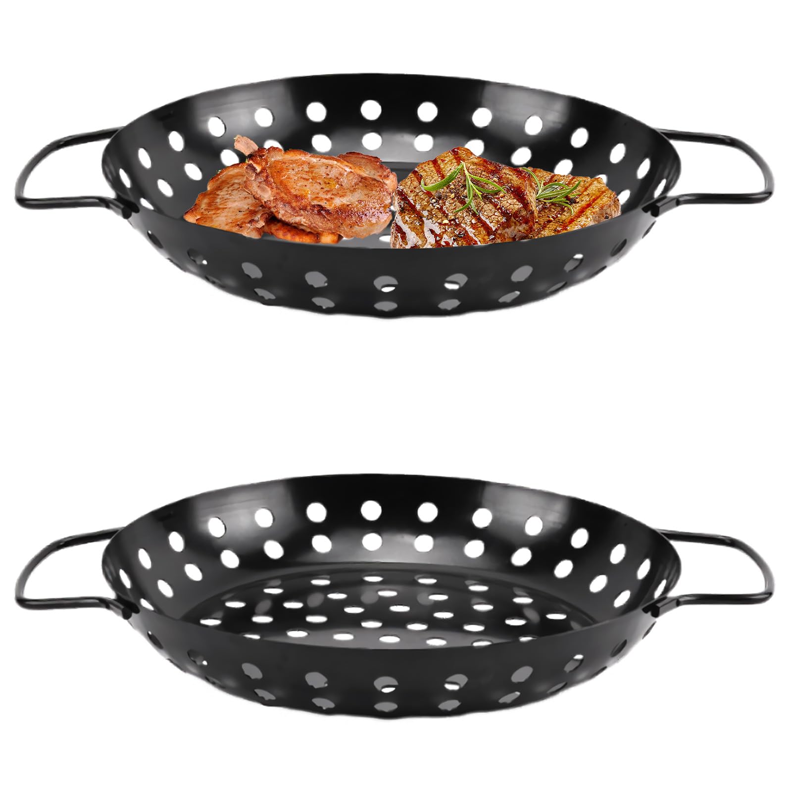 Upgrade Grill Basket Heavy Duty -Grill Baskets for Outdoor Grill Vegetables -Stainless Steel Veggie Grilling Basket/Pan - Grill Vegetable Basket BBQ Grill Accessories (C)